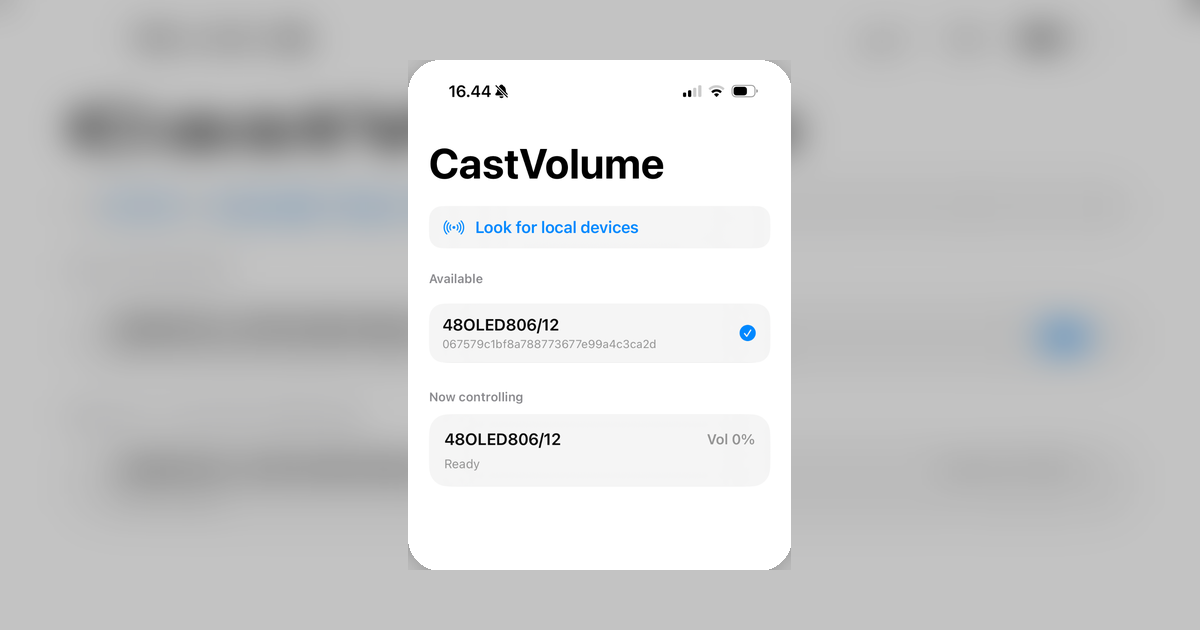 CastVolume discover and control screen