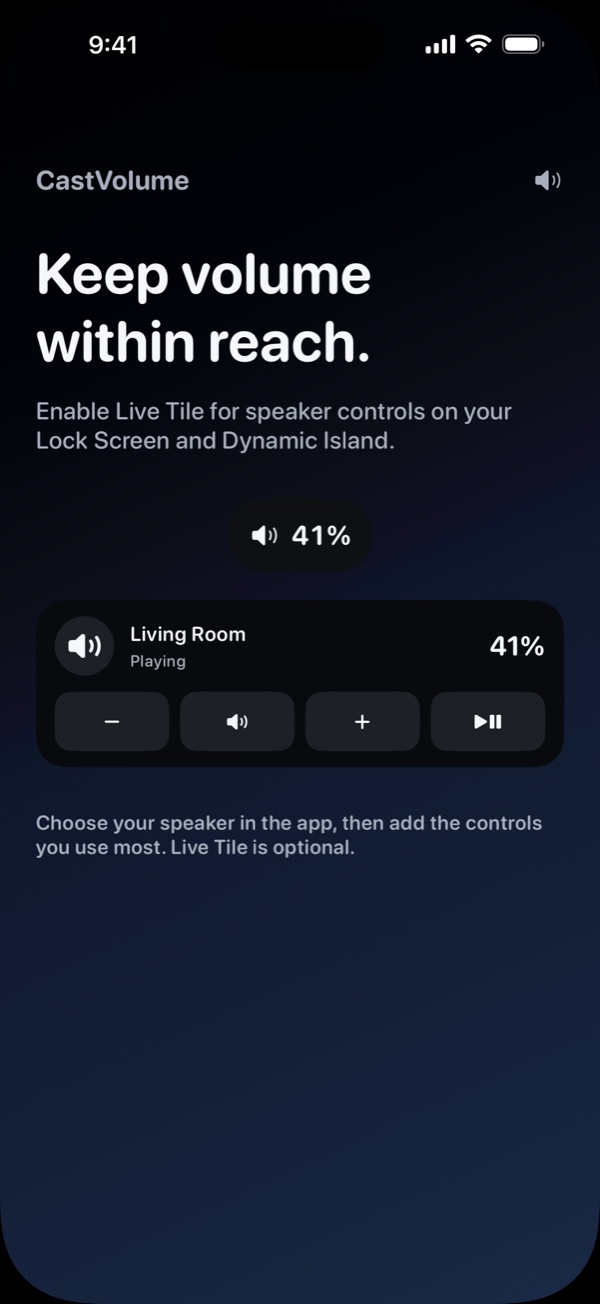 Live Tile on the Lock Screen showing Living Room playing at 41 percent
